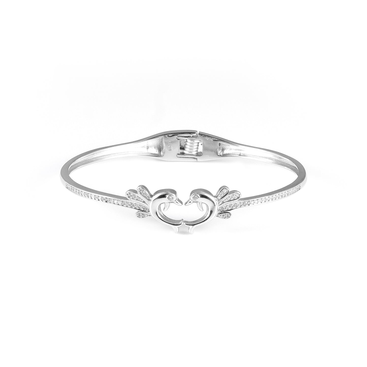 92.5 Silver Dolphin Cute Bangle Bracelet for Women | Sterling Silver Jewelry