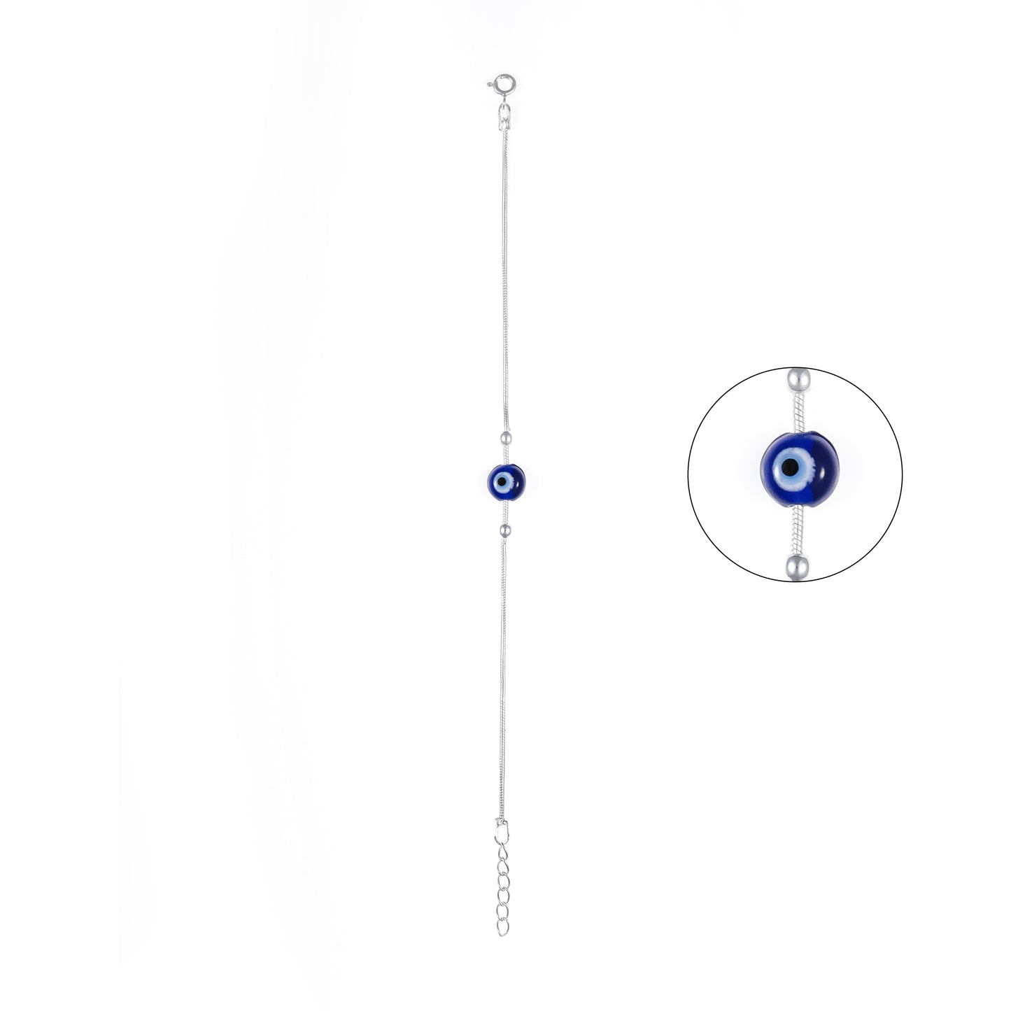 92.5 Sterling Silver Good Luck Evil Eye Bracelet