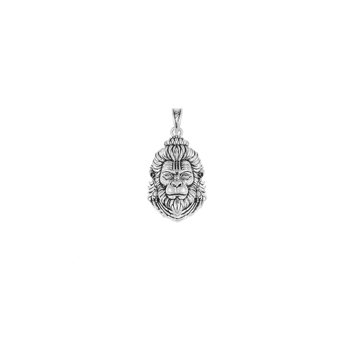 Silver Hanuman Pendant – Bajrang Bali Face Design in Silver | 9.7g