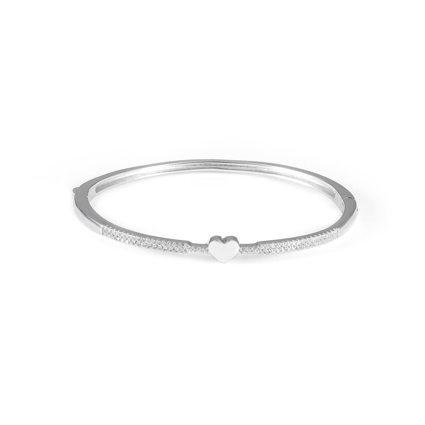 92.5 Silver Heart In Love Bangle Bracelet for Women | Sterling Silver Jewelry