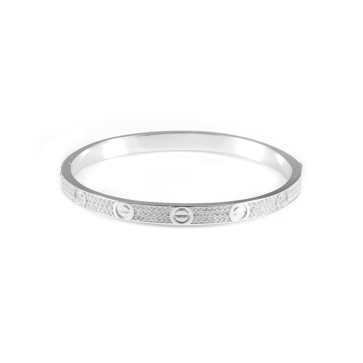 92.5 Sterling Silver Love Bangle Bracelet for Women | Cute Elegant Jewelry