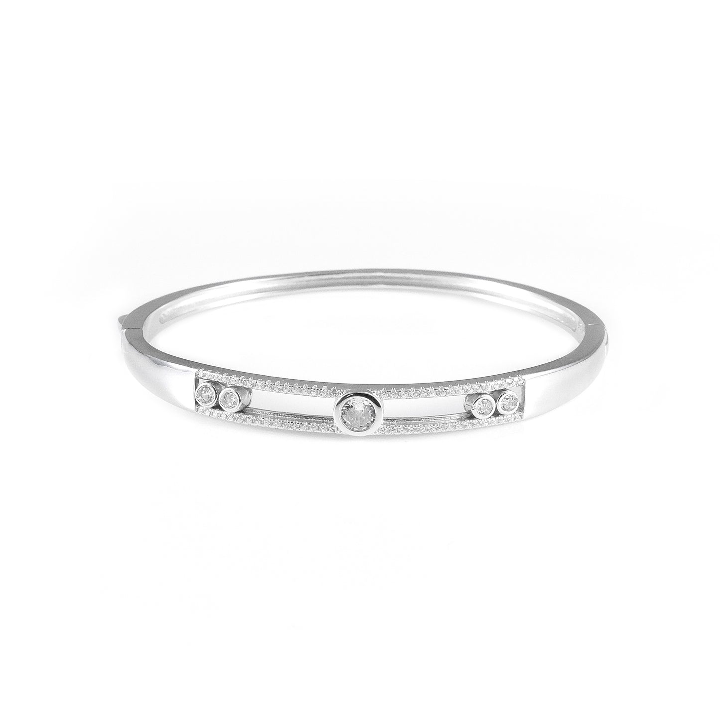 92.5 Sterling Silver Moving Stone Bracelet for Women | Elegant Designer Silver Jewelry