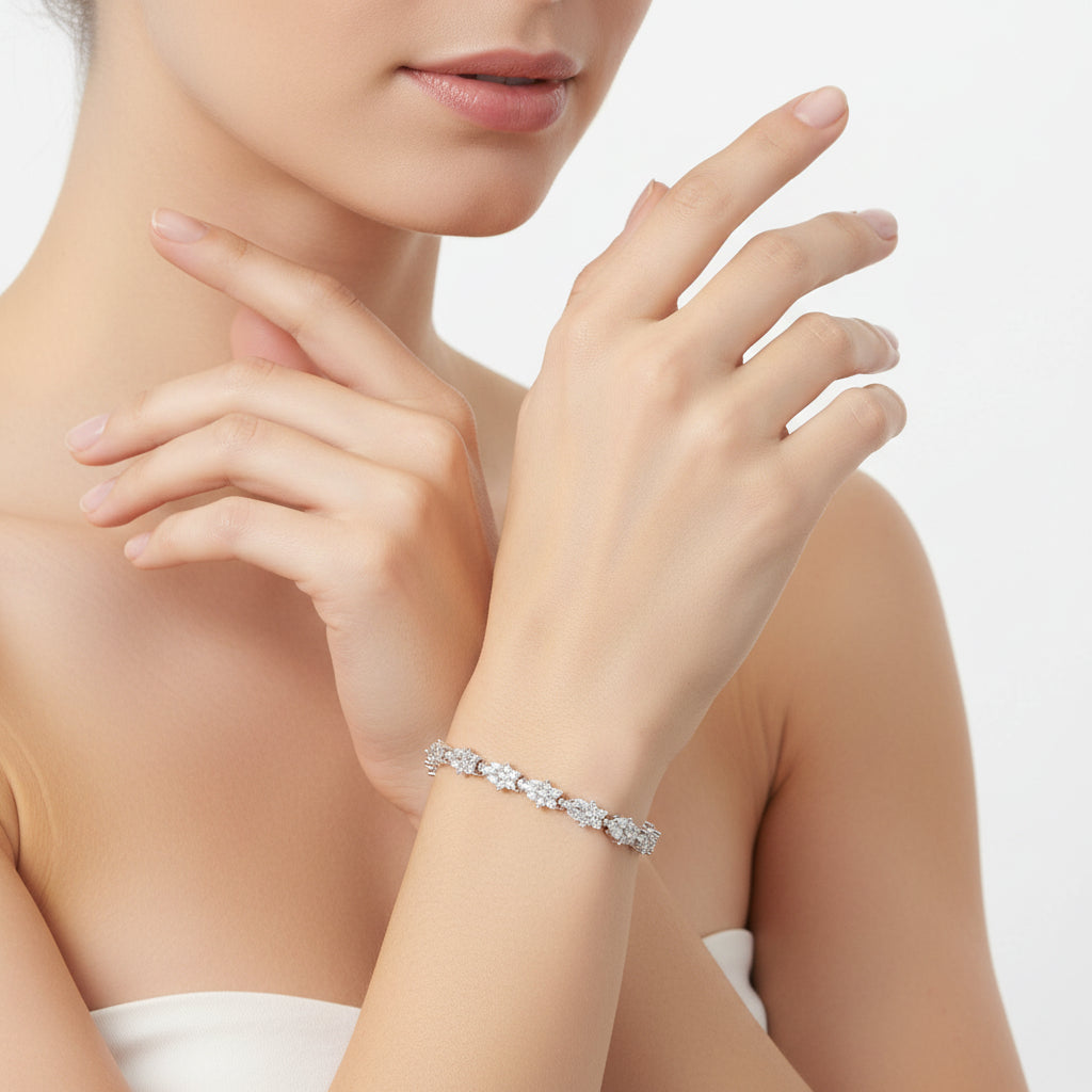 92.5 Sterling Silver Elegant CZ Bracelet for Women | Stylish Silver Jewelry