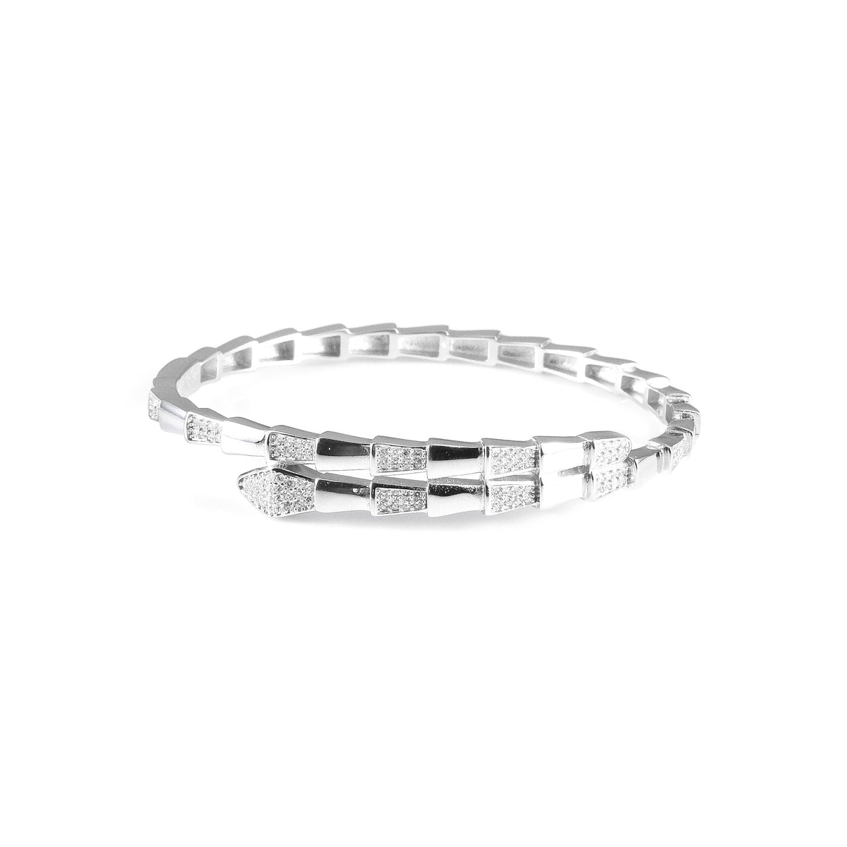 92.5 Sterling Silver Monalisa Snake Shape Bracelet for Women | Elegant Designer Silver Bracelet