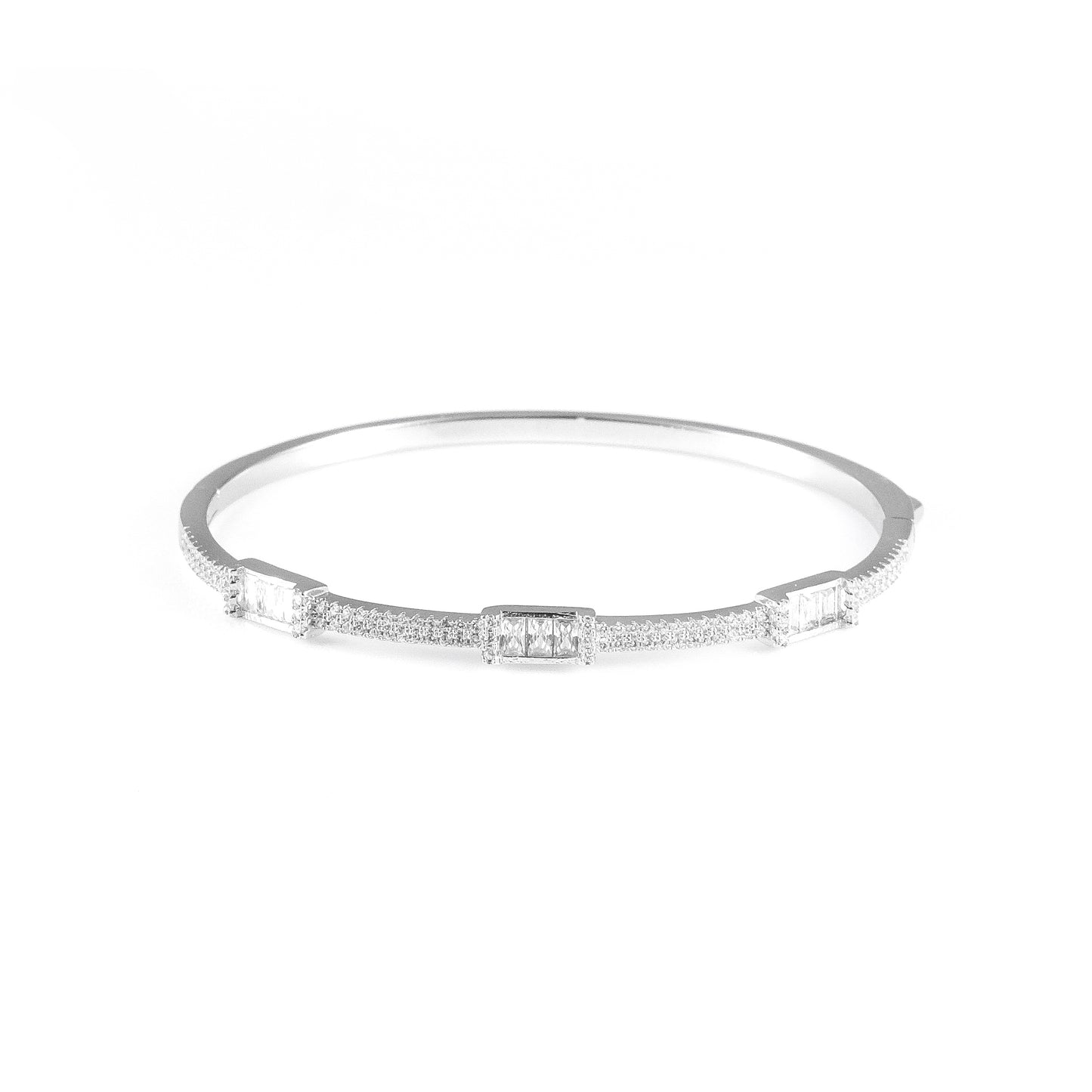 92.5 Sterling Silver Cubic Zirconia Bracelet for Women | Elegant Designer Silver Bracelet
