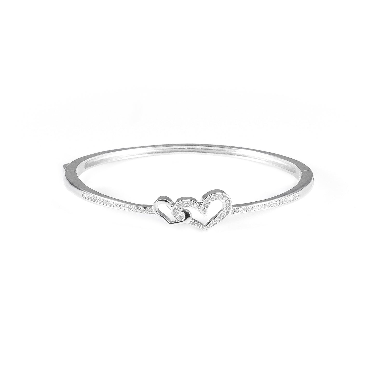 92.5 Silver Heart In Love Bangle Bracelet for Women | Sterling Silver Jewelry