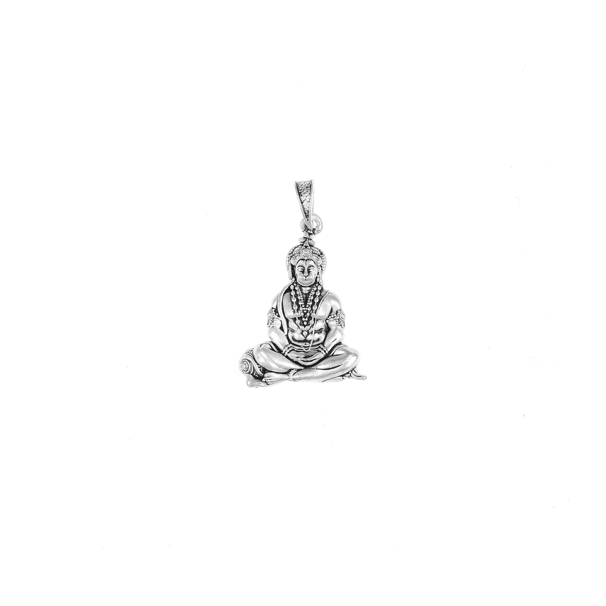 Silver Hanuman Ji Meditation Pendant – Bajrangbali Sitting Idol Design | 6.53g