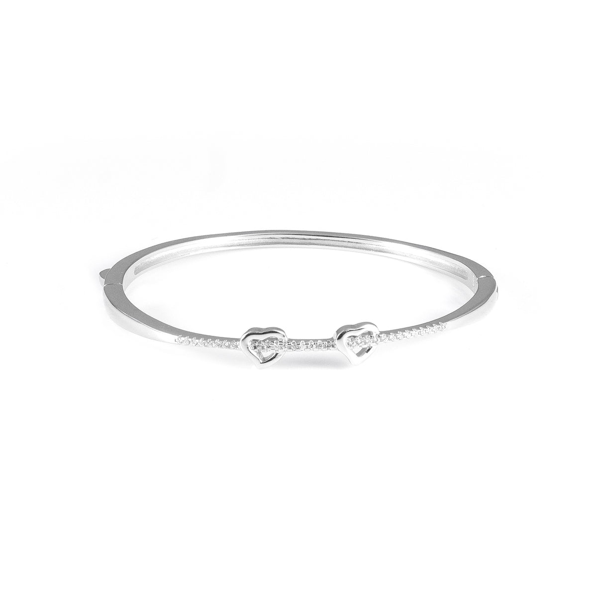 92.5 Silver Heart In Love Bangle Bracelet for Women | Sterling Silver Jewelry