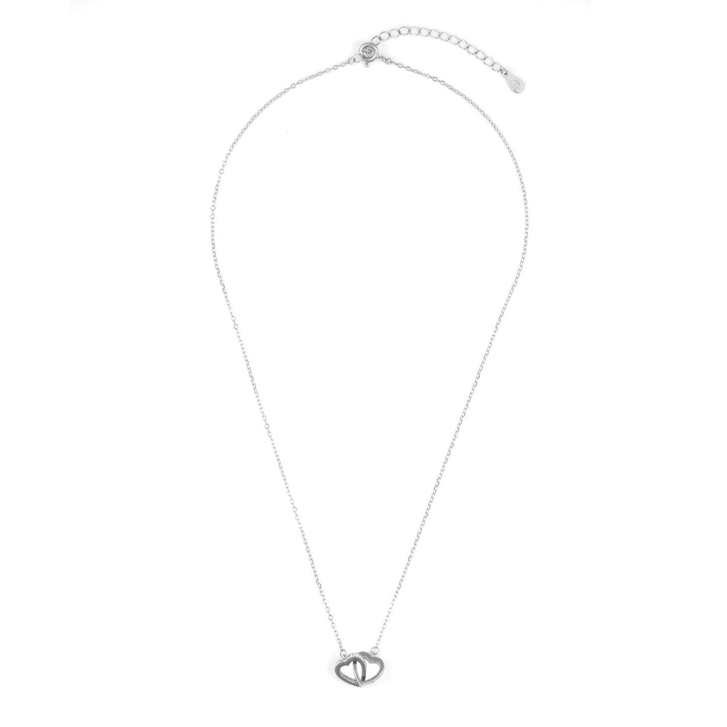 Silver Double Heart Pendant chain set