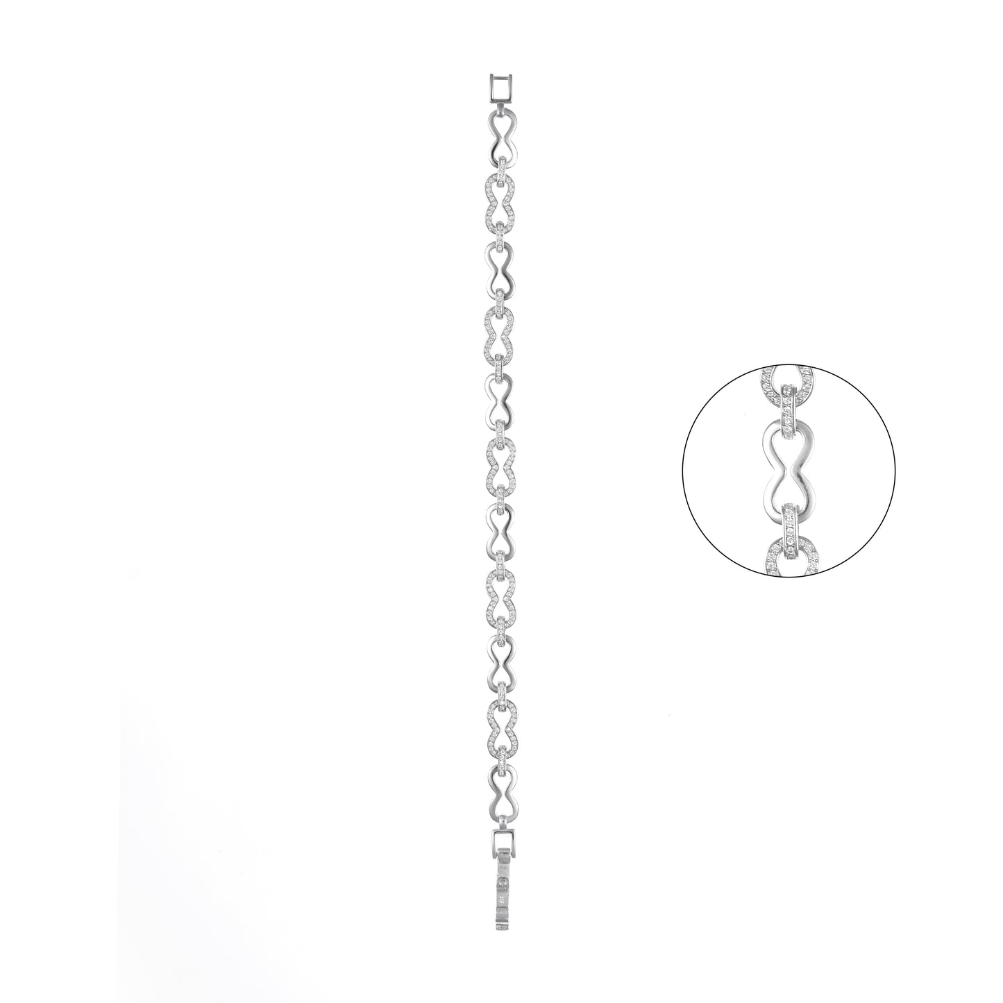 92.5 Sterling Silver Infinity CZ Diamond Bracelet for Women – 10.01g