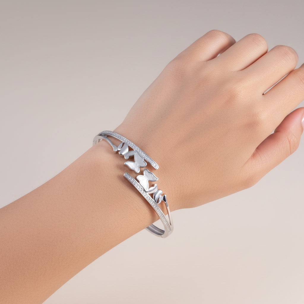 92.5 Silve Butterfly Bangle Bracelet