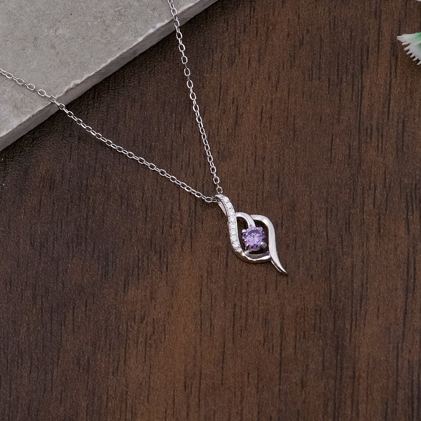 Silver Solitaire Pendant Chain set