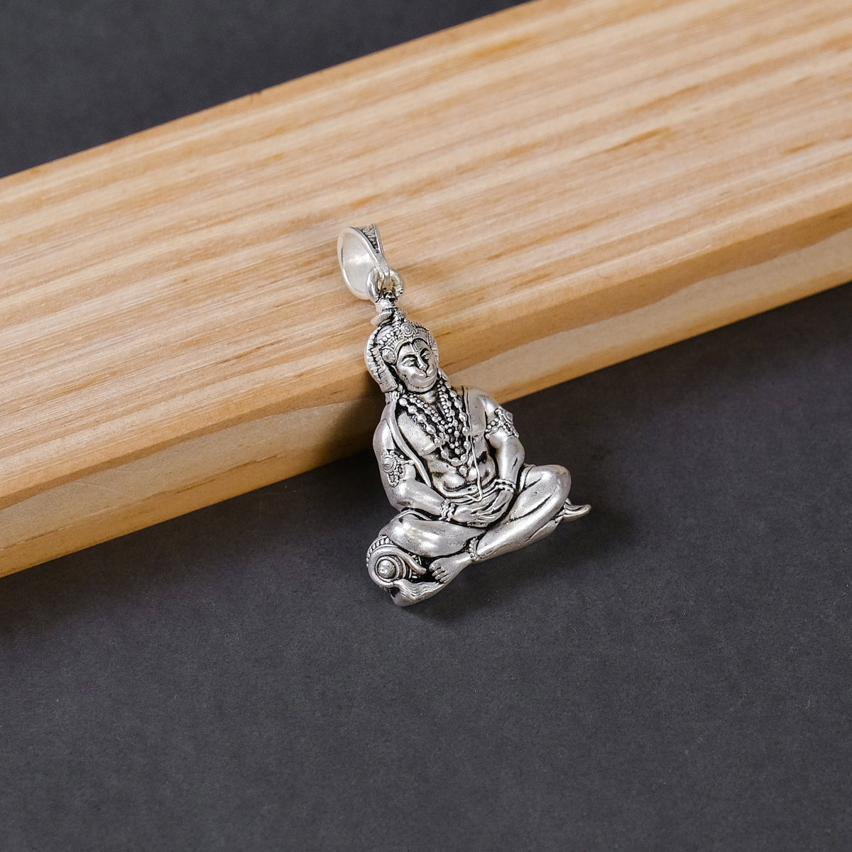 Silver Hanuman Ji Meditation Pendant – Bajrangbali Sitting Idol Design | 6.53g