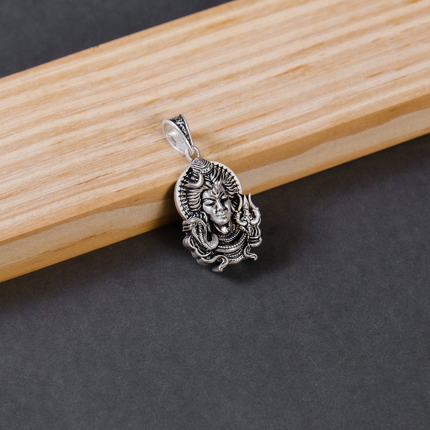 Silver Mahadev Pendant with Trishul – Lord Shiva Face Pendant | 4.24g
