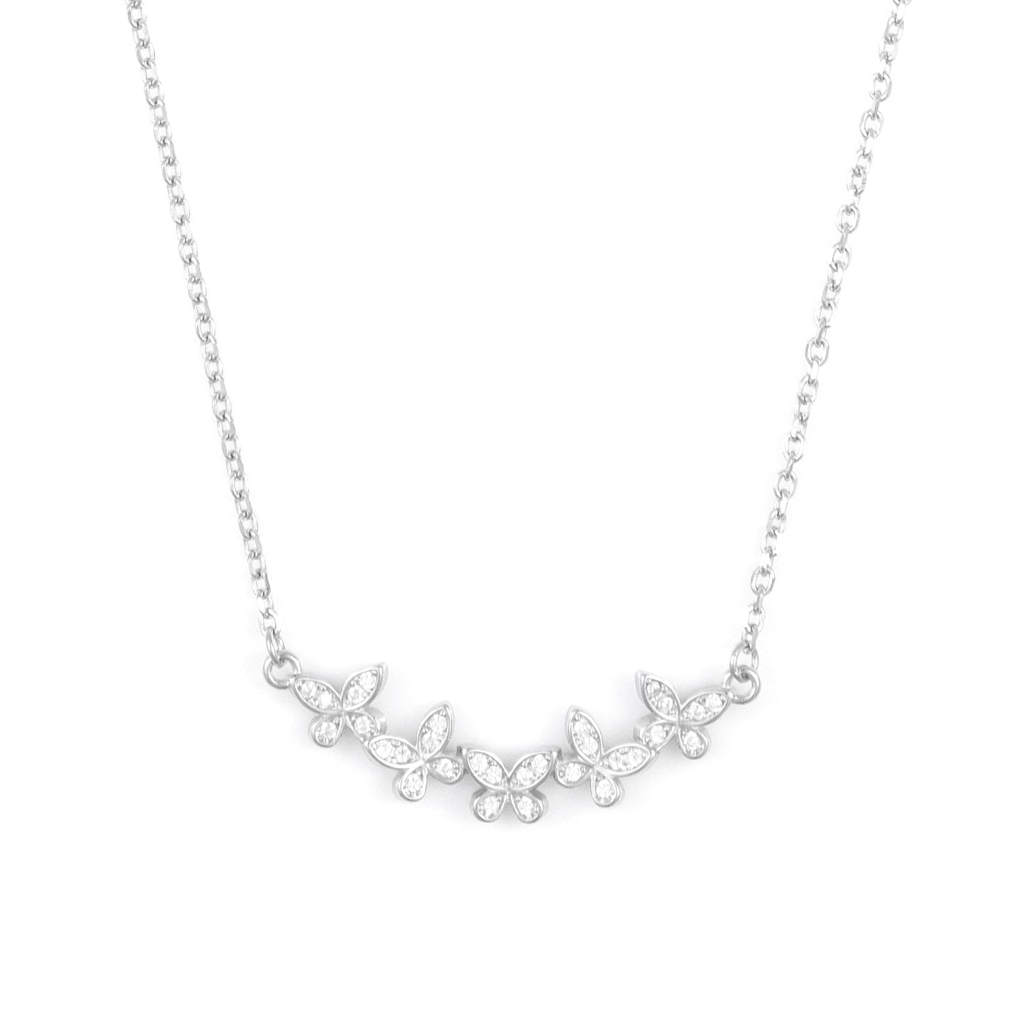Silver Butterfly Pendant Chain Set
