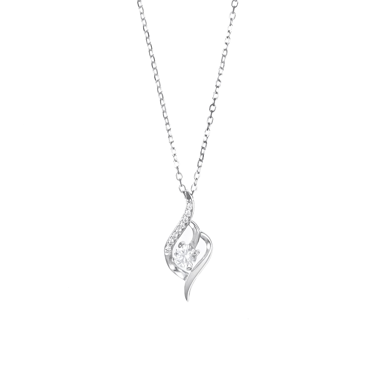 Silver Solitaire Pendant Chain set