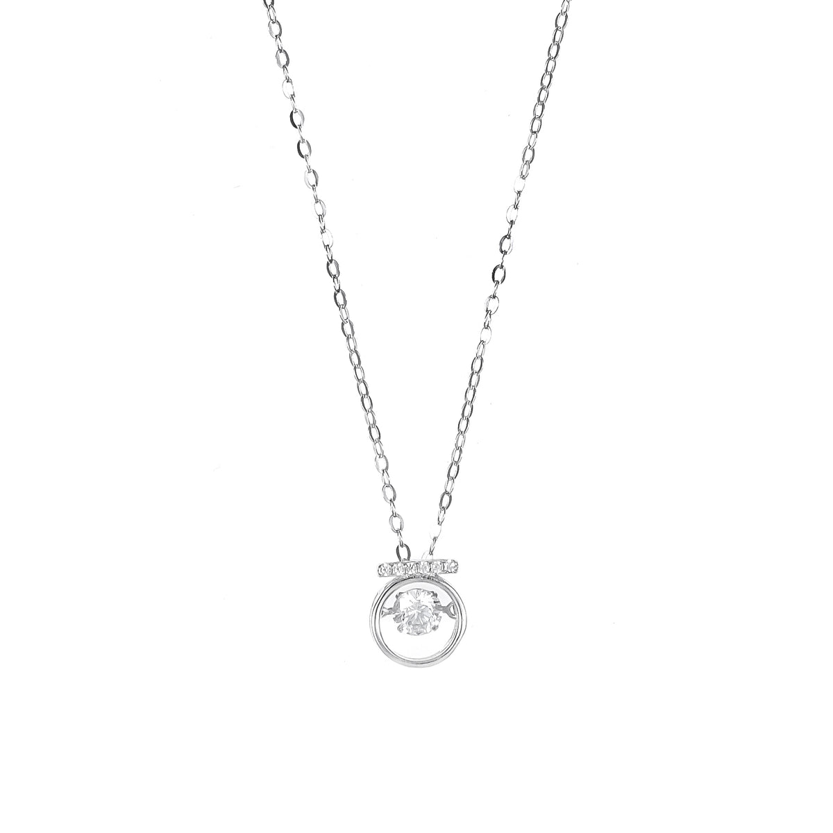 Silver Dancing Solitaire Pendant Chain Set for Women | Elegant Silver Necklace