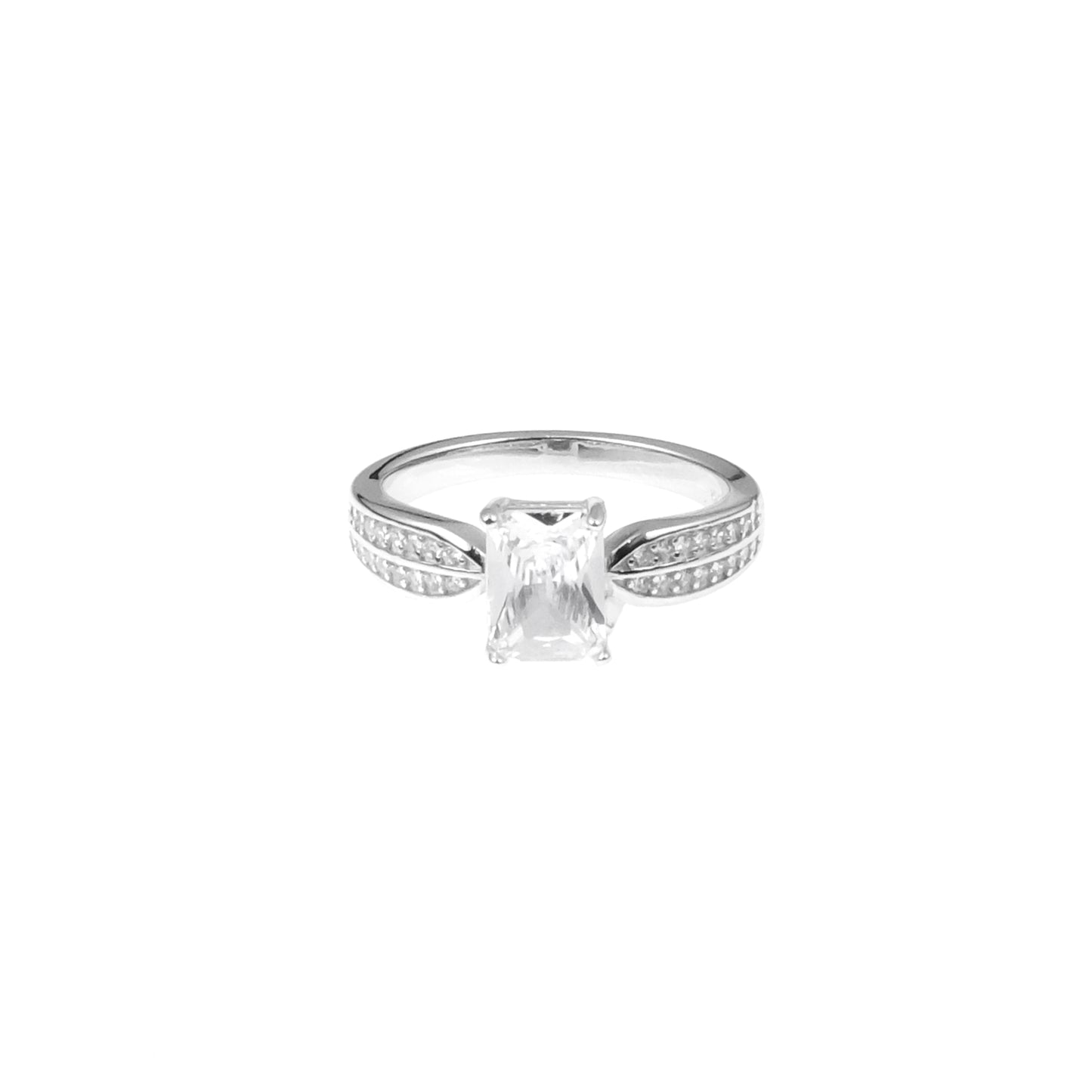 92.5 Sterling Silver Single rectangle Stone ladice Ring