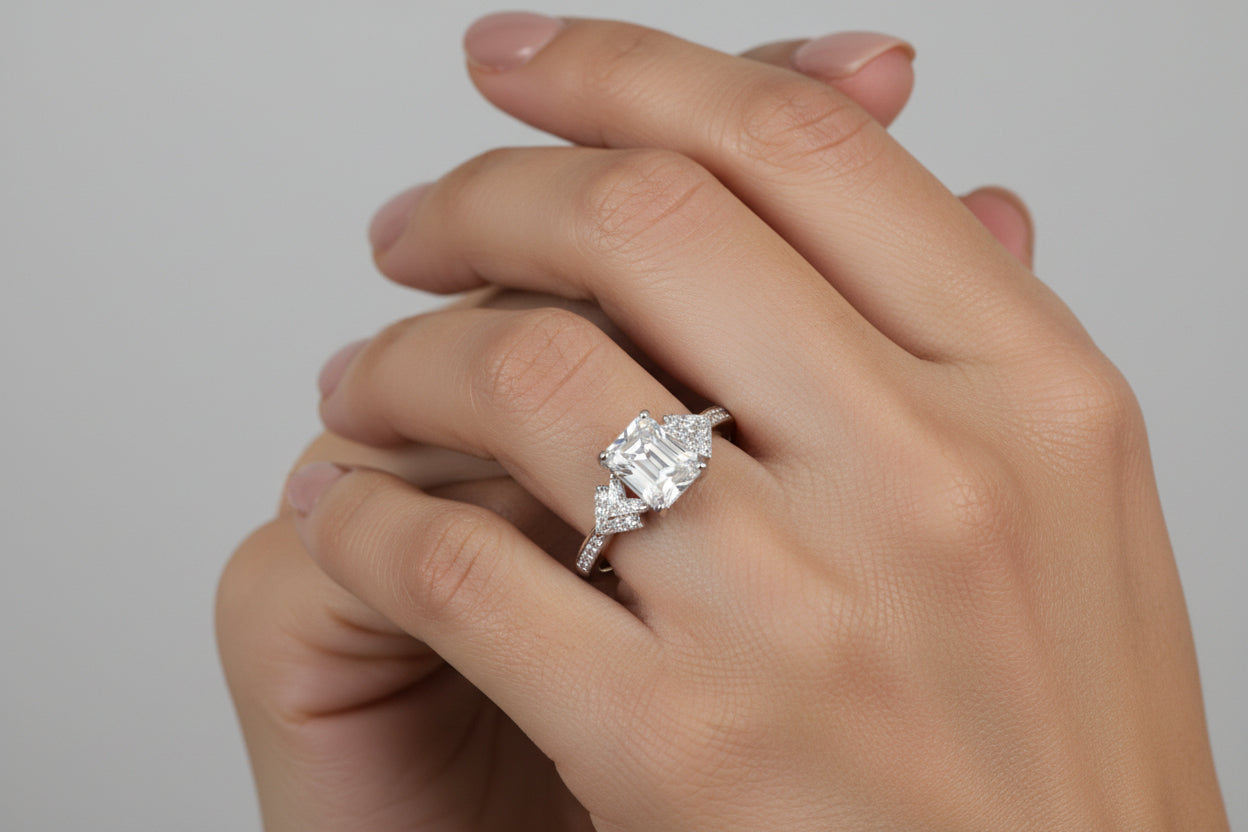 92.5 Sterling Silver Single rectangle Stone ladice Ring