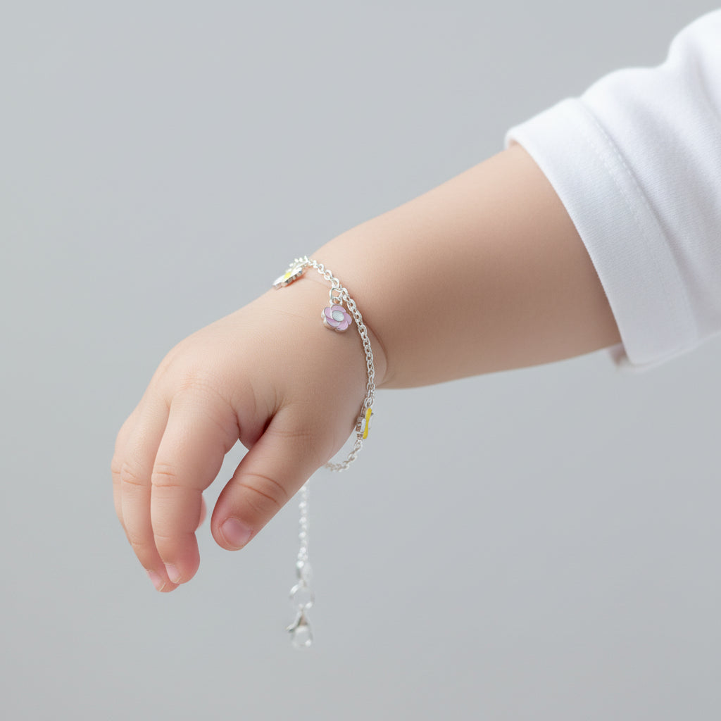 92.5 Pure Silver Floral Charm for Kids