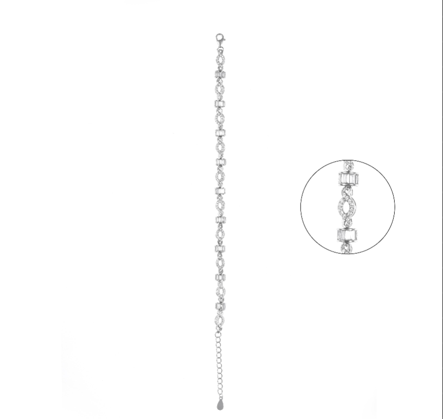 92.5 Sterling Silver Infinity CZ Diamond Bracelet for Women