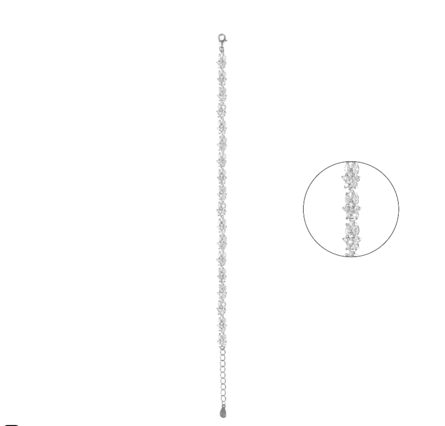 92.5 Sterling Silver Elegant CZ Bracelet for Women | Stylish Silver Jewelry