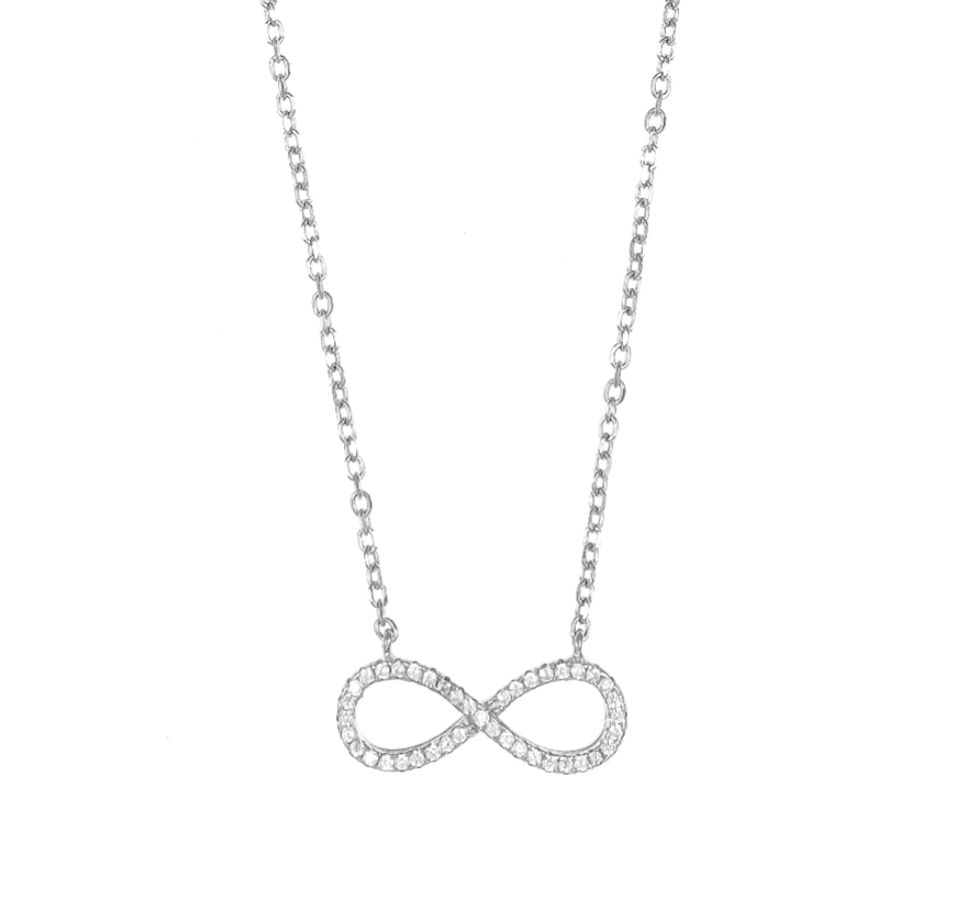 Silver Infinity Chain Pendant Set
