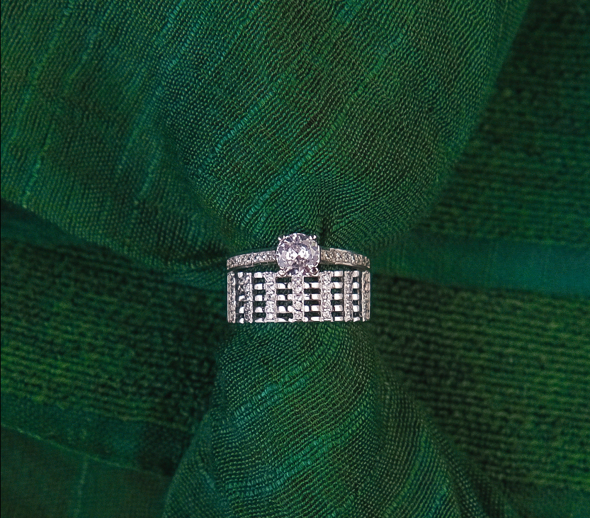 92.5 Sterling Silver Engagement ring & Matching wedding band