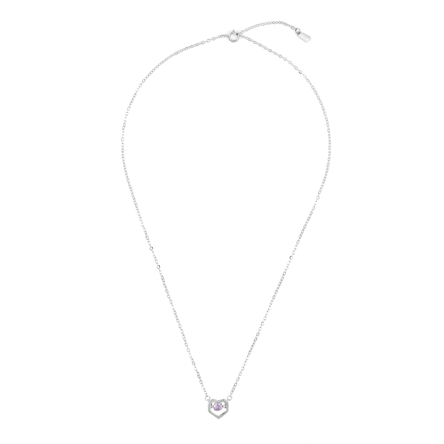 Silver Dancing Stone Heart set with chain