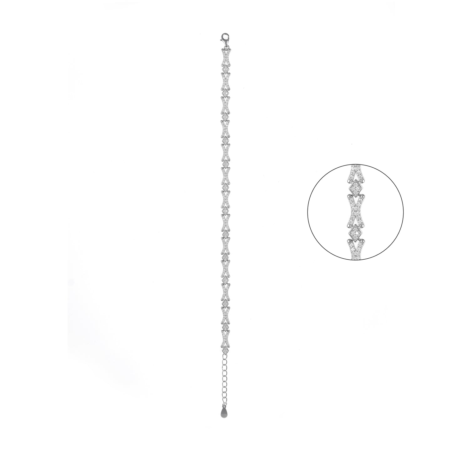 92.5 Sterling Silver CZ Diamond Bracelet