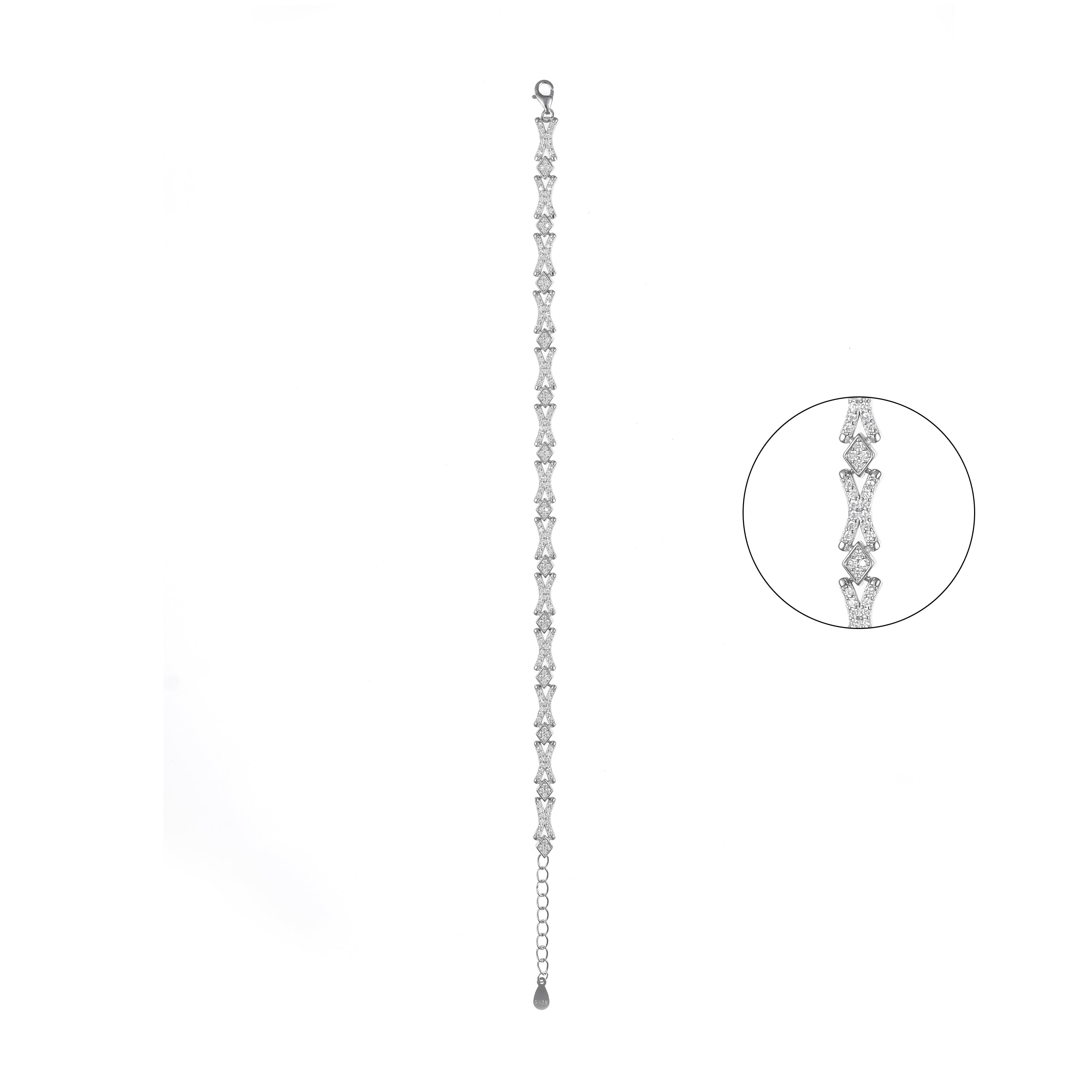 92.5 Sterling Silver CZ Diamond Bracelet