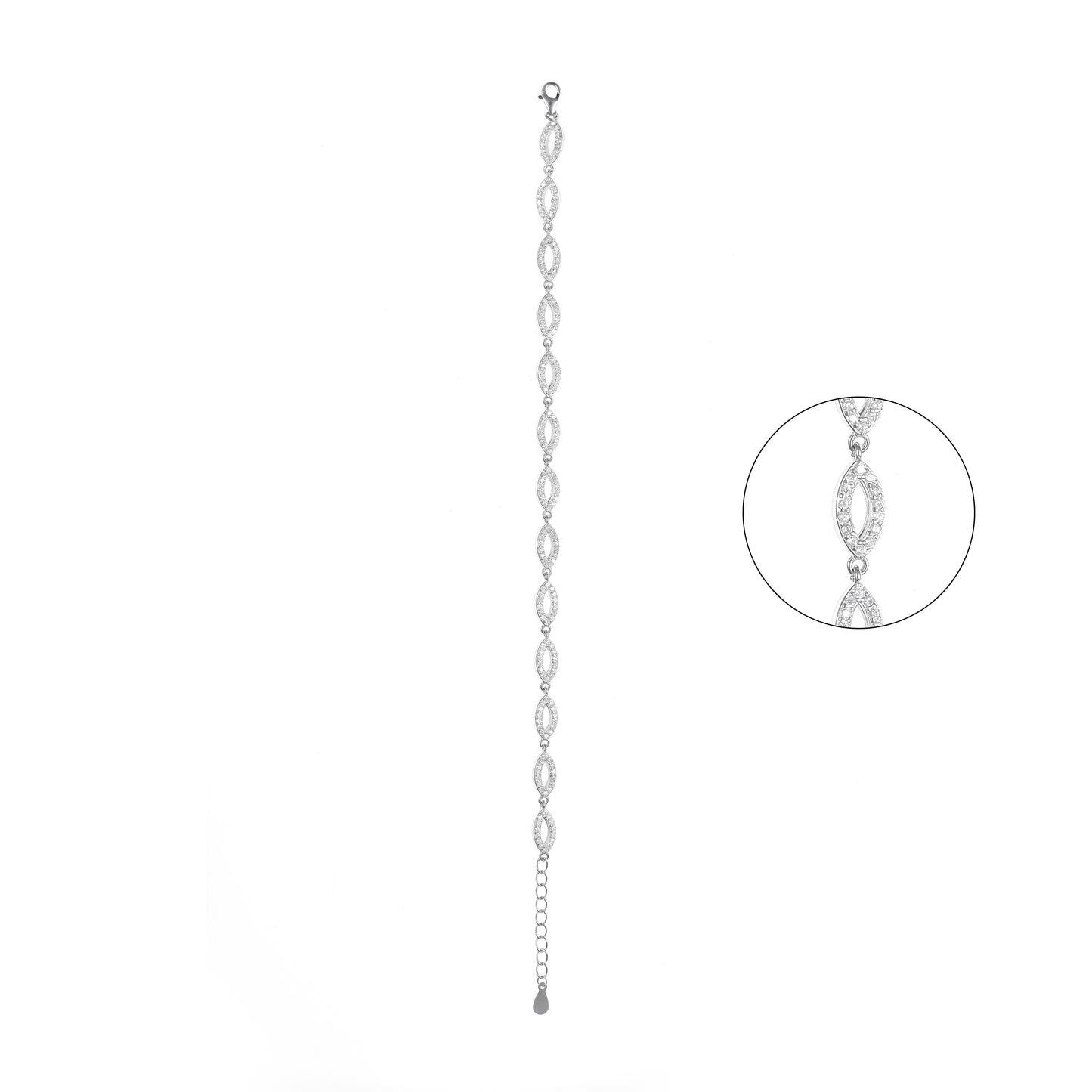 92.5 Sterling Silver CZ Diamond Bracelet