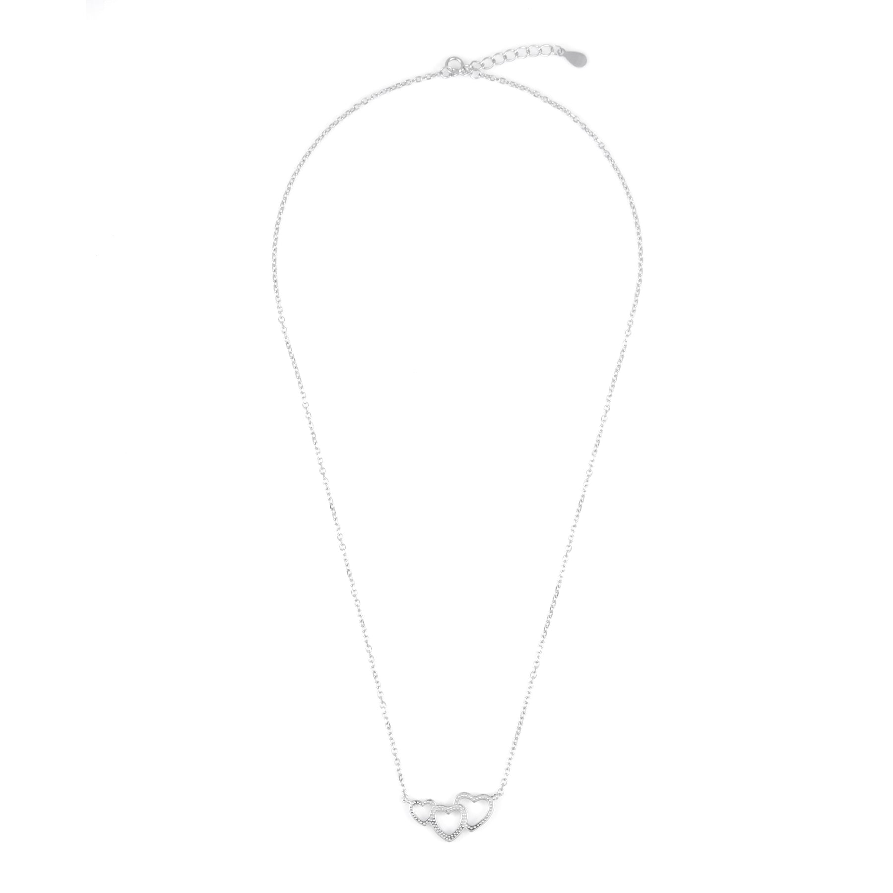 Silver Triple Heart Pendant chain set