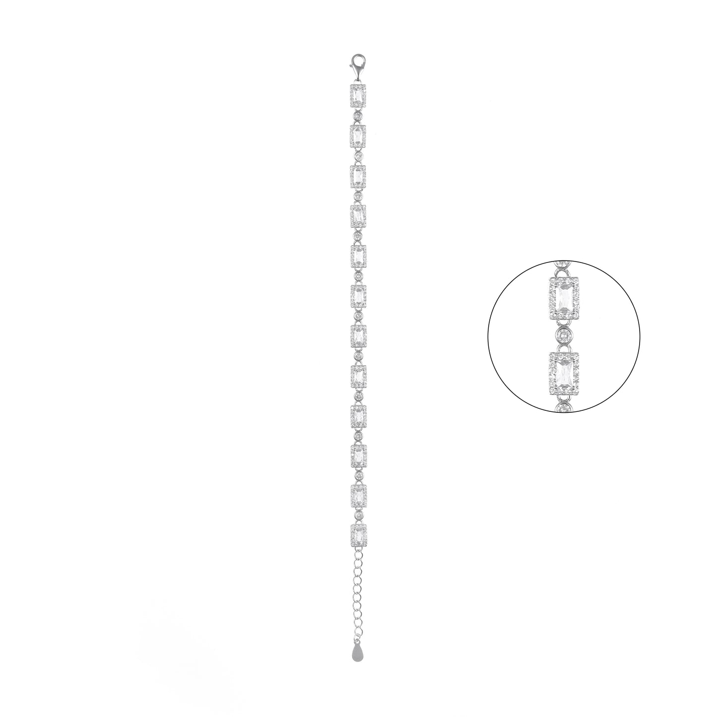 92.5 Sterling Silver CZ Diamond Bracelet