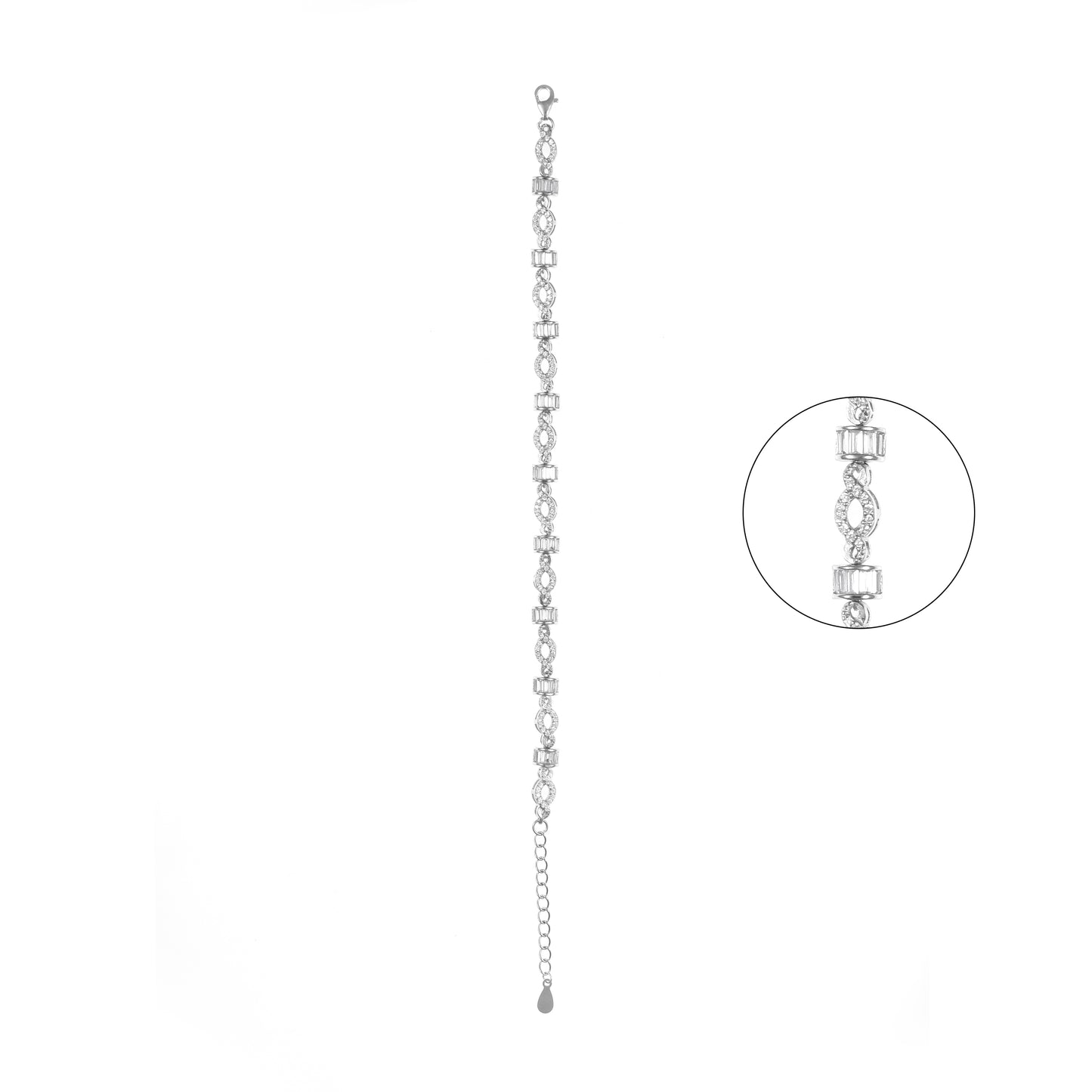 92.5 Sterling Silver CZ Diamond Bracelet