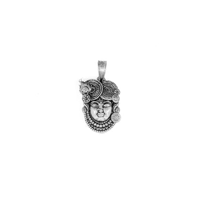 Silver Tribal God Face Pendant – Round Traditional Design in Silver | 6.55g