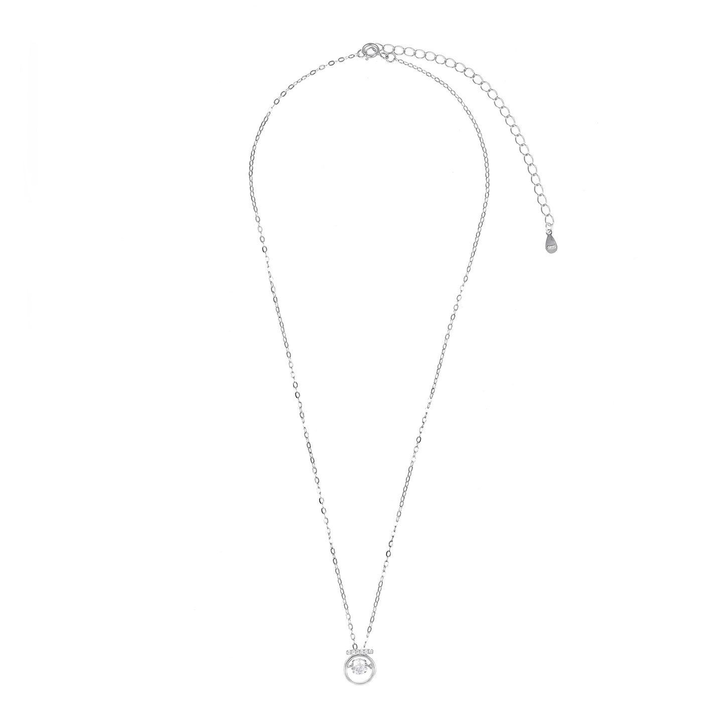 Silver Dancing Solitaire Pendant Chain Set for Women | Elegant Silver Necklace