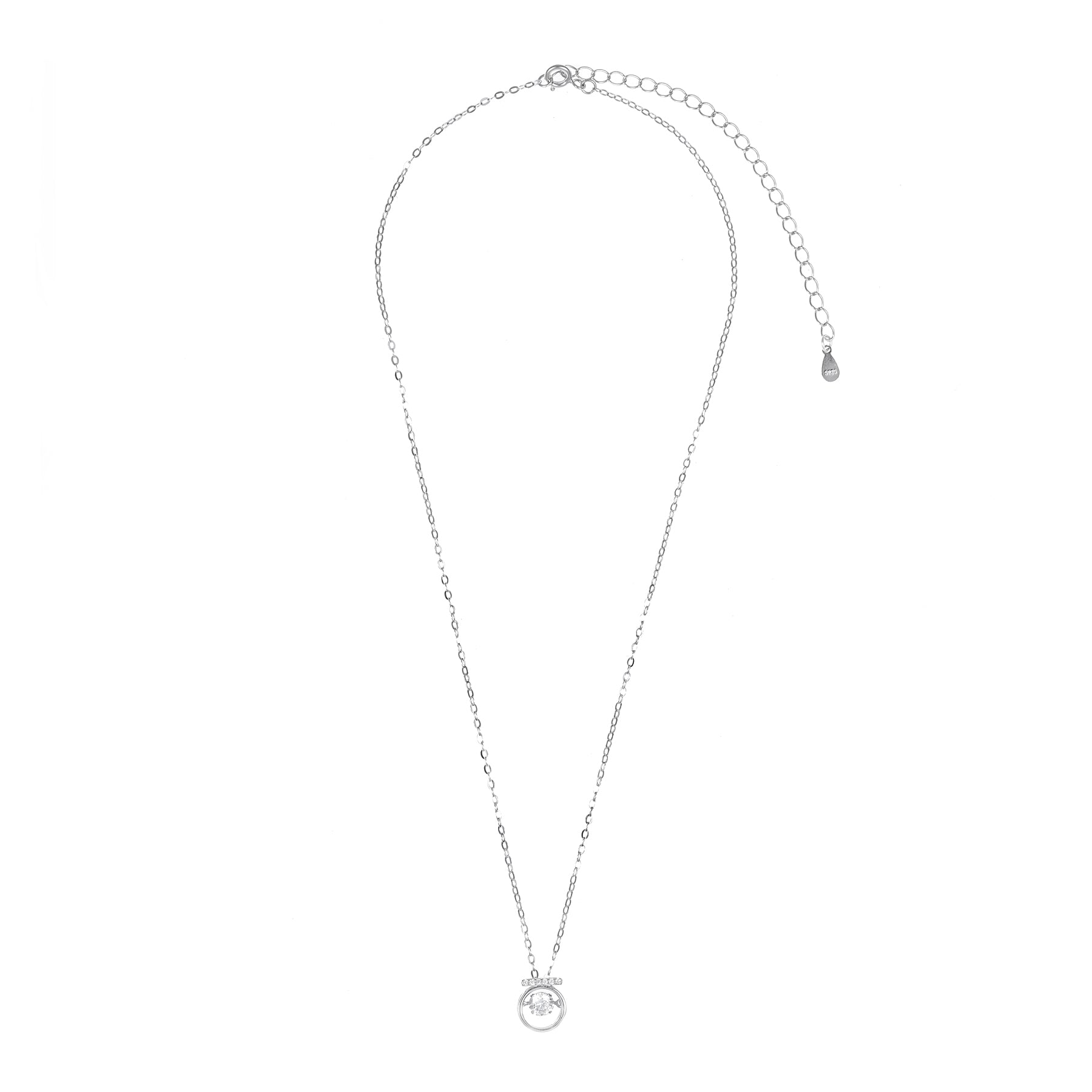 Silver Dancing Solitaire set Pendant Chain Set