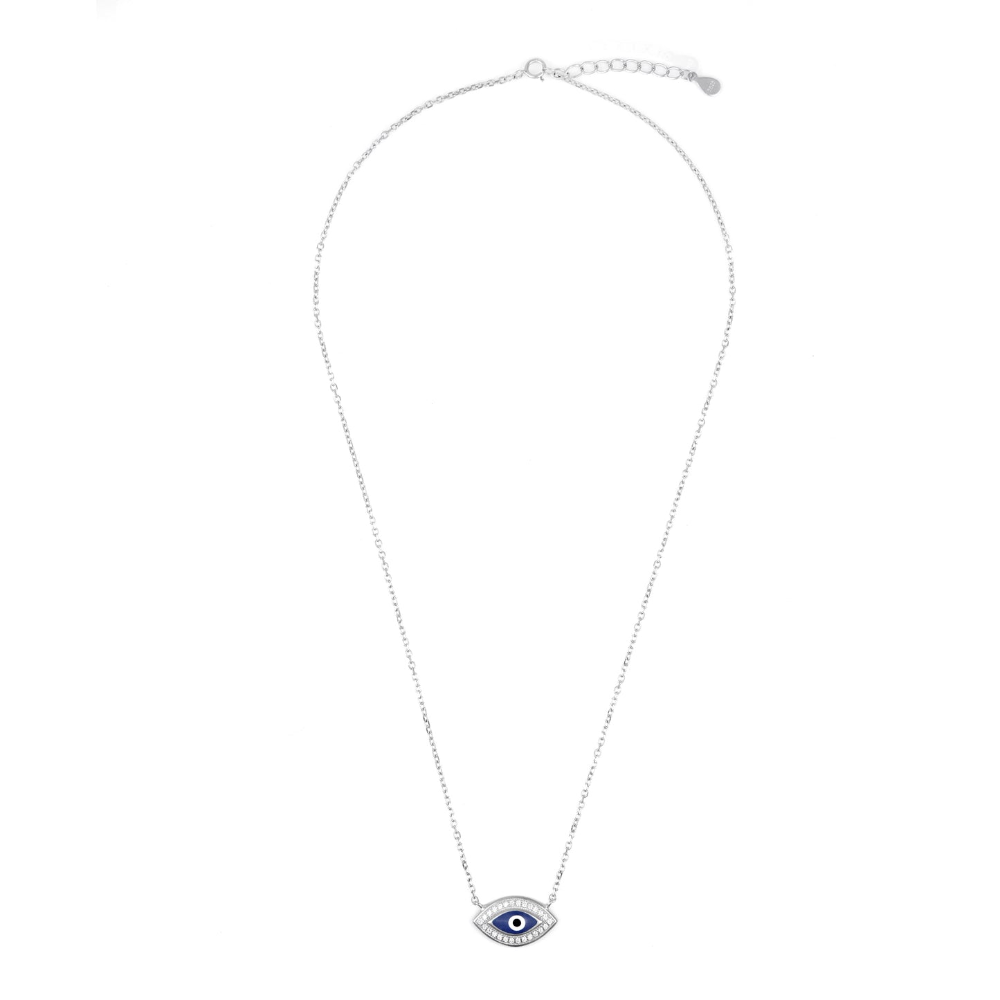 Silver Cz  Evil Eye Pendant chain set