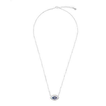 Silver Cz  Evil Eye Pendant chain set