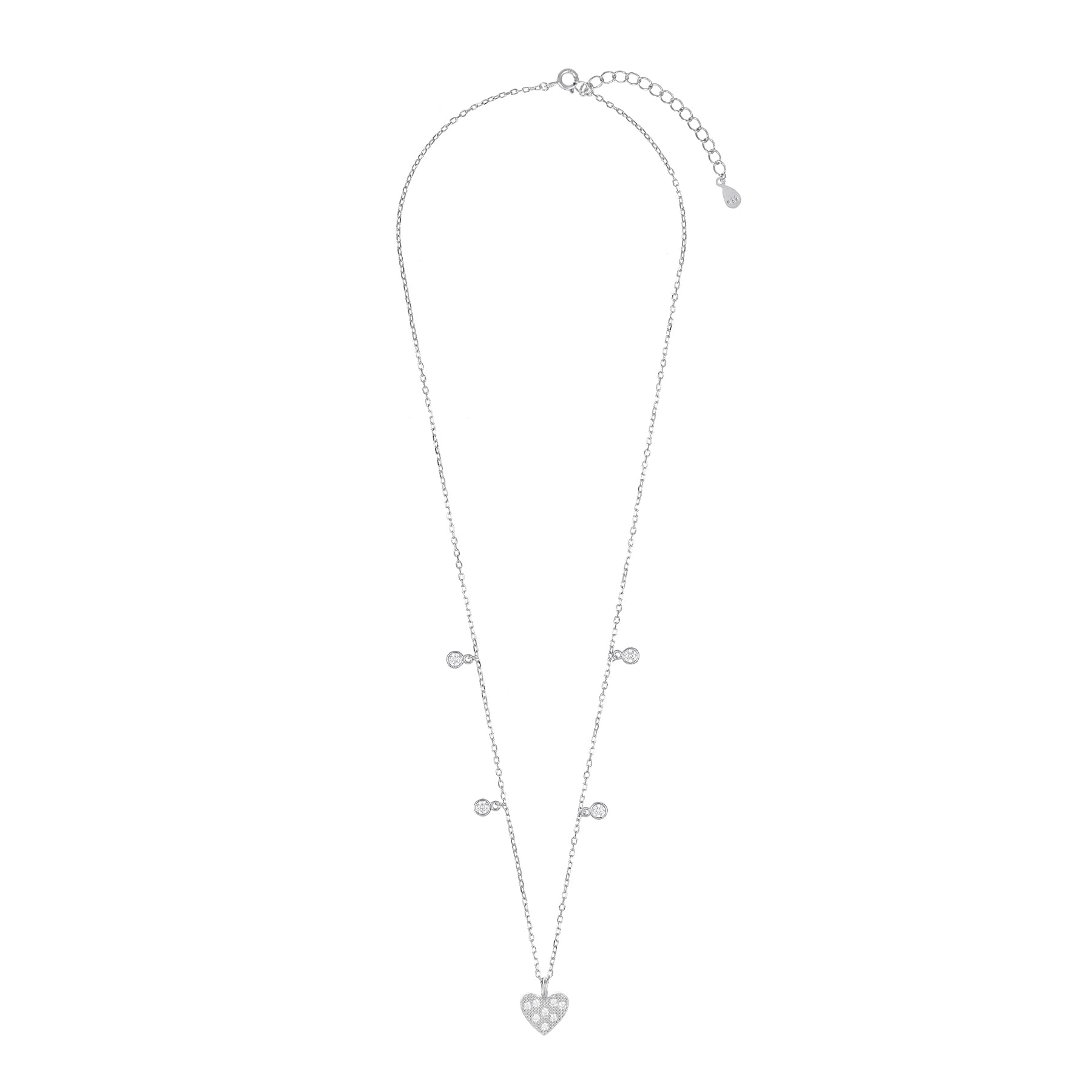 Silver Tanmaniya Heart Pendant Chain Set