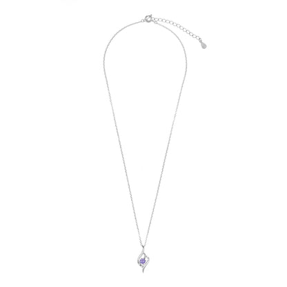 Silver Solitaire Pendant Chain set