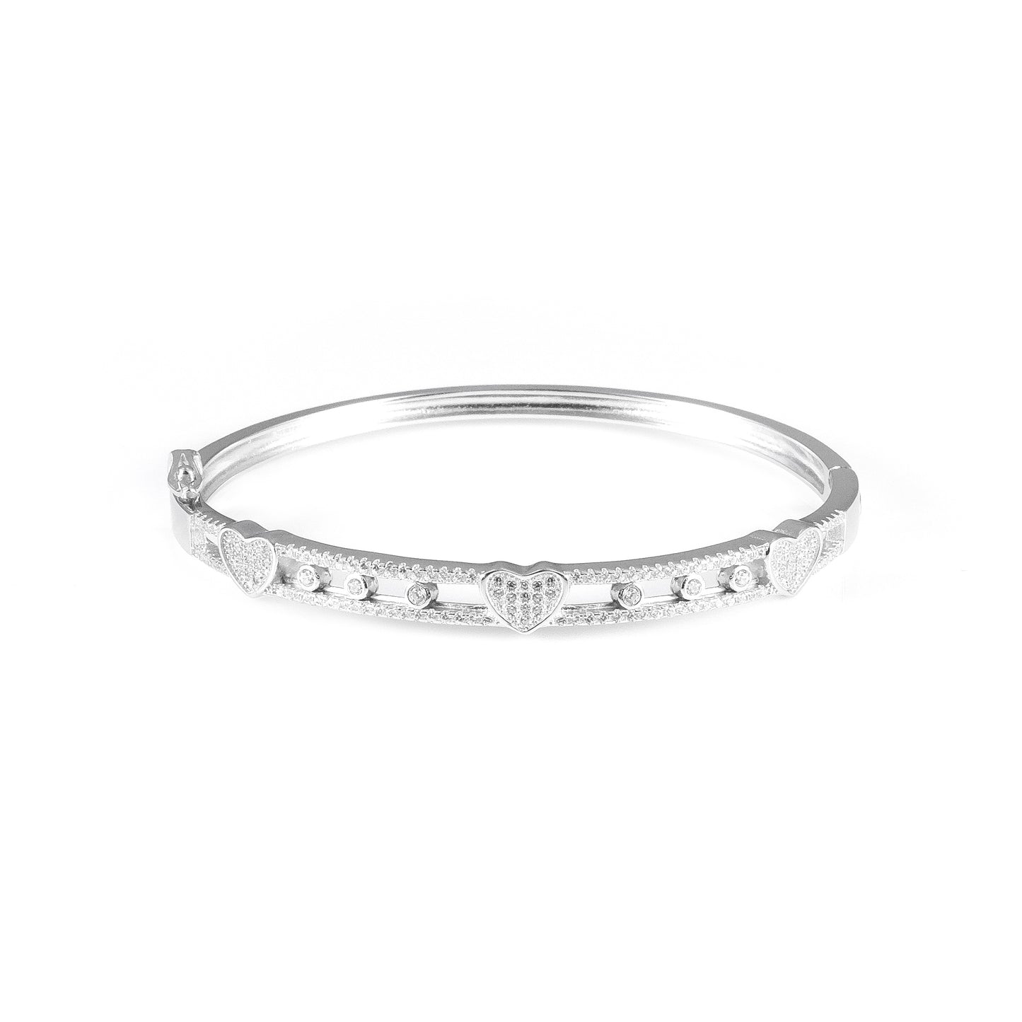 Silver Heart Moving Stone Bracelet