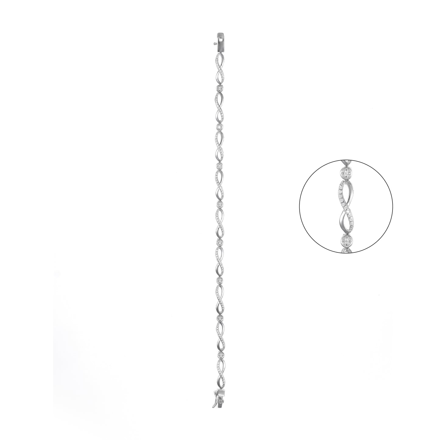 92.5 Sterling Silver Infinity CZ Diamond Bracelet