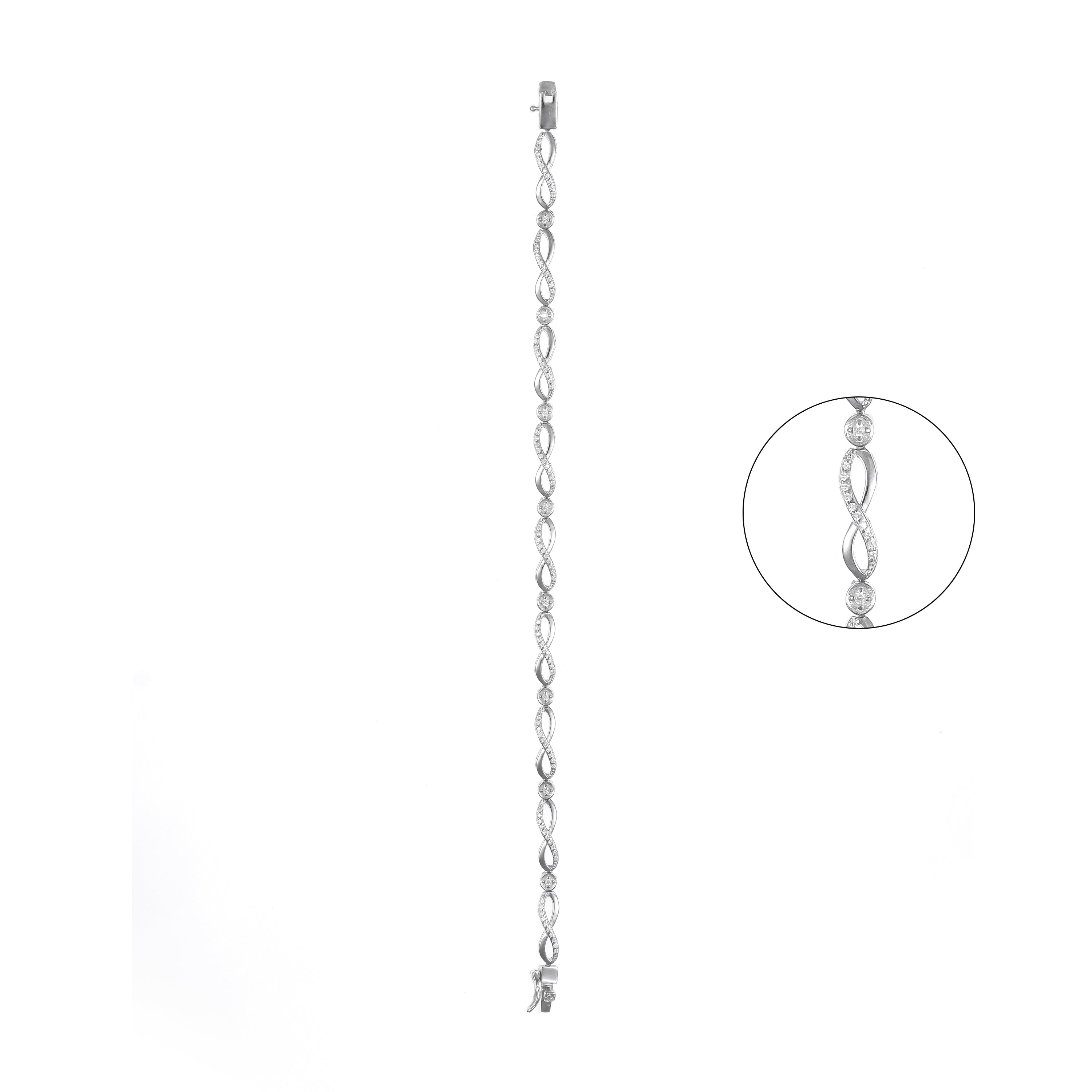 92.5 Sterling Silver Infinity CZ Diamond Bracelet