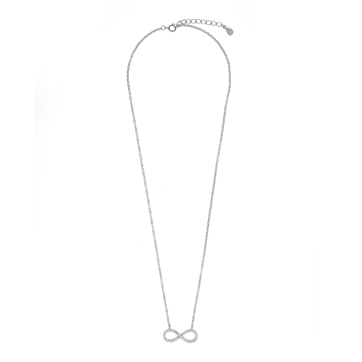 Silver Infinity Pendant Necklace Chain Set for Women
