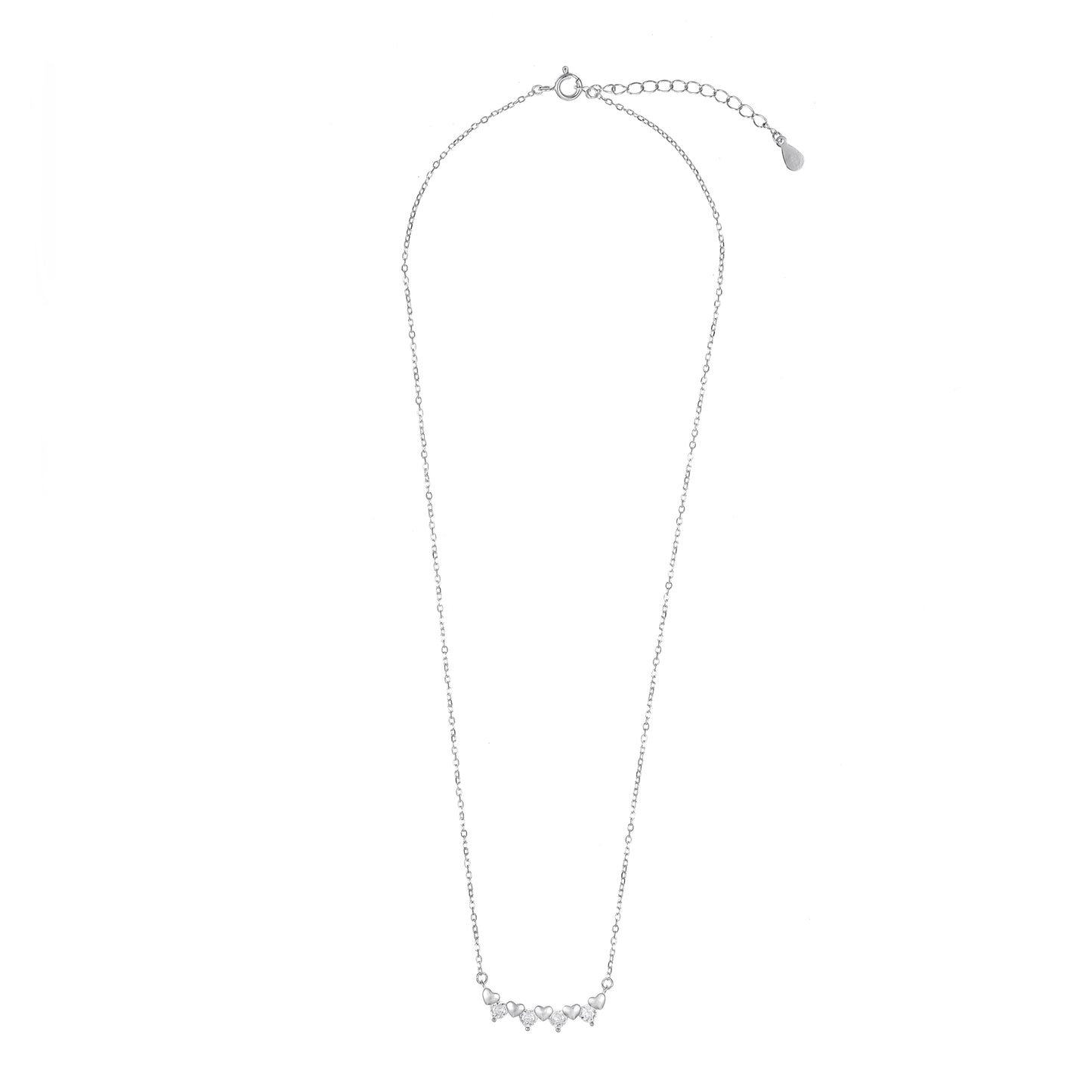 Silver Heart Pendant chain set