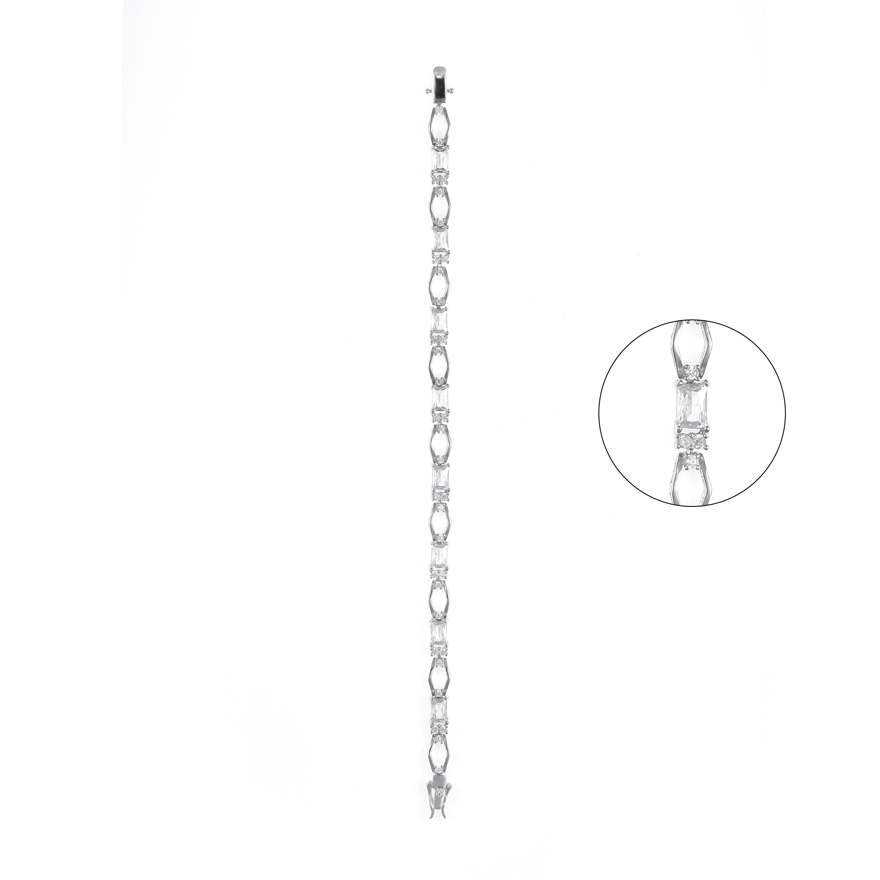 92.5 Sterling Silver CZ Diamond Bracelet