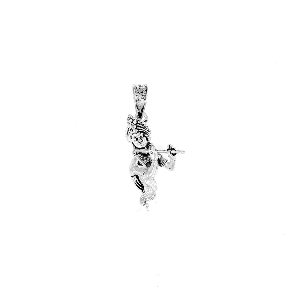 Silver Krishna Flute Pendant (Side Pose Design) – Murli Manohar | 2.98g