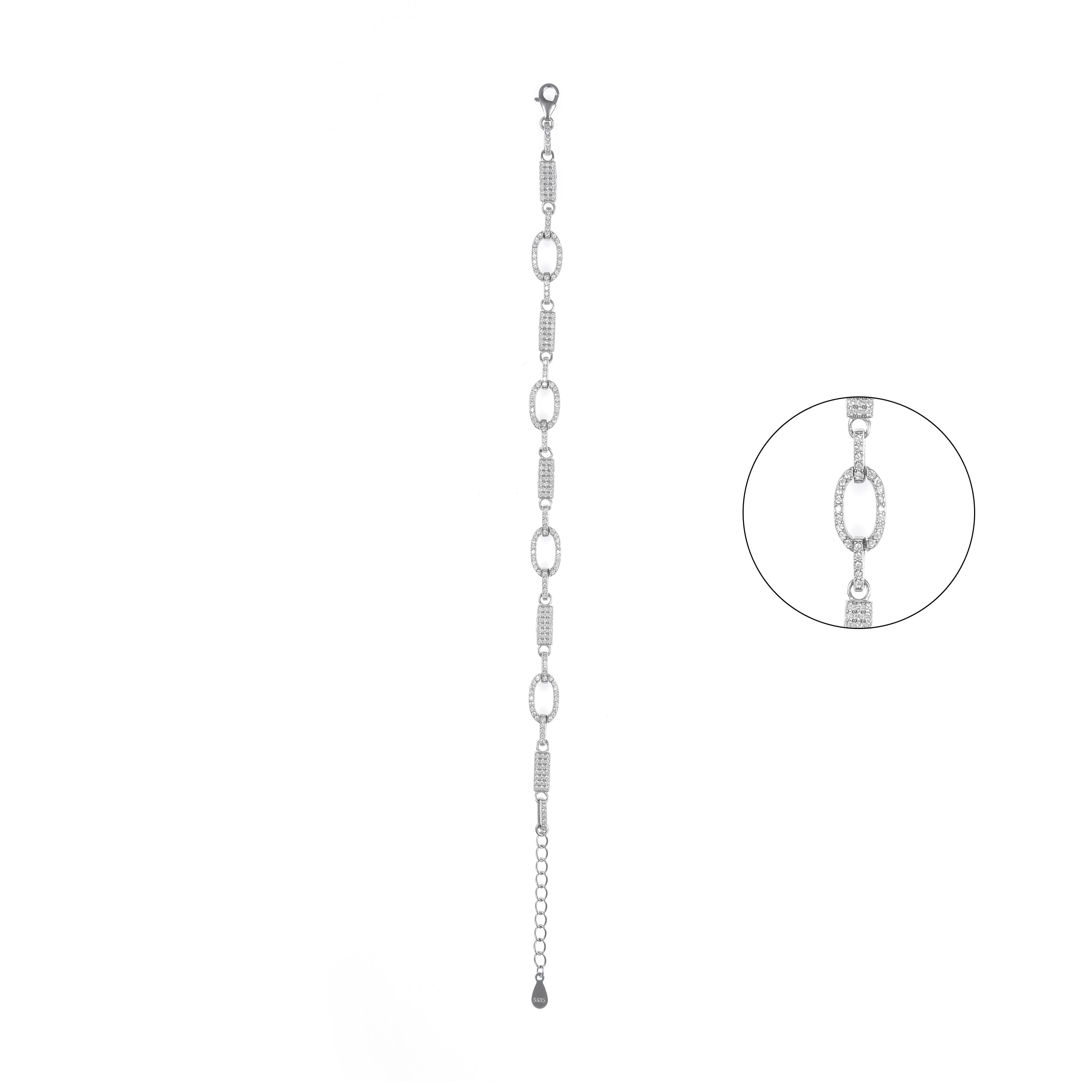 92.5 Sterling Silver CZ Diamond Bracelet